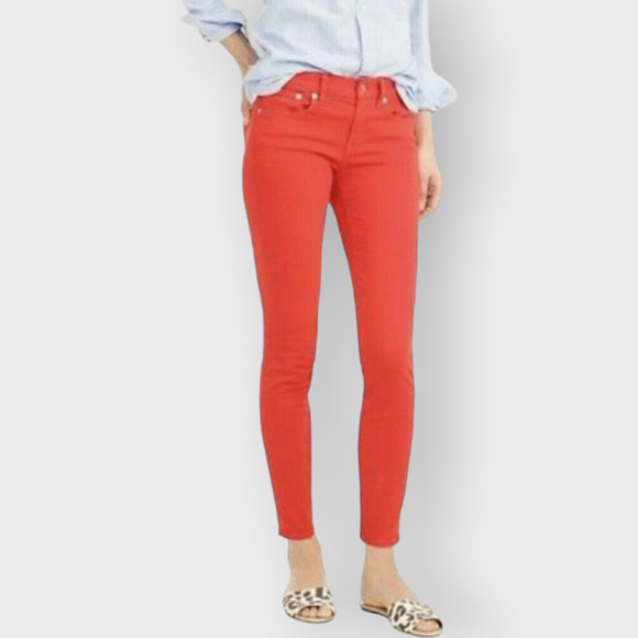 J.Crew Toothpick Jeans Orange Skinny Stretch Cotton Colorful Bright Size 26 - Picture 7 of 8